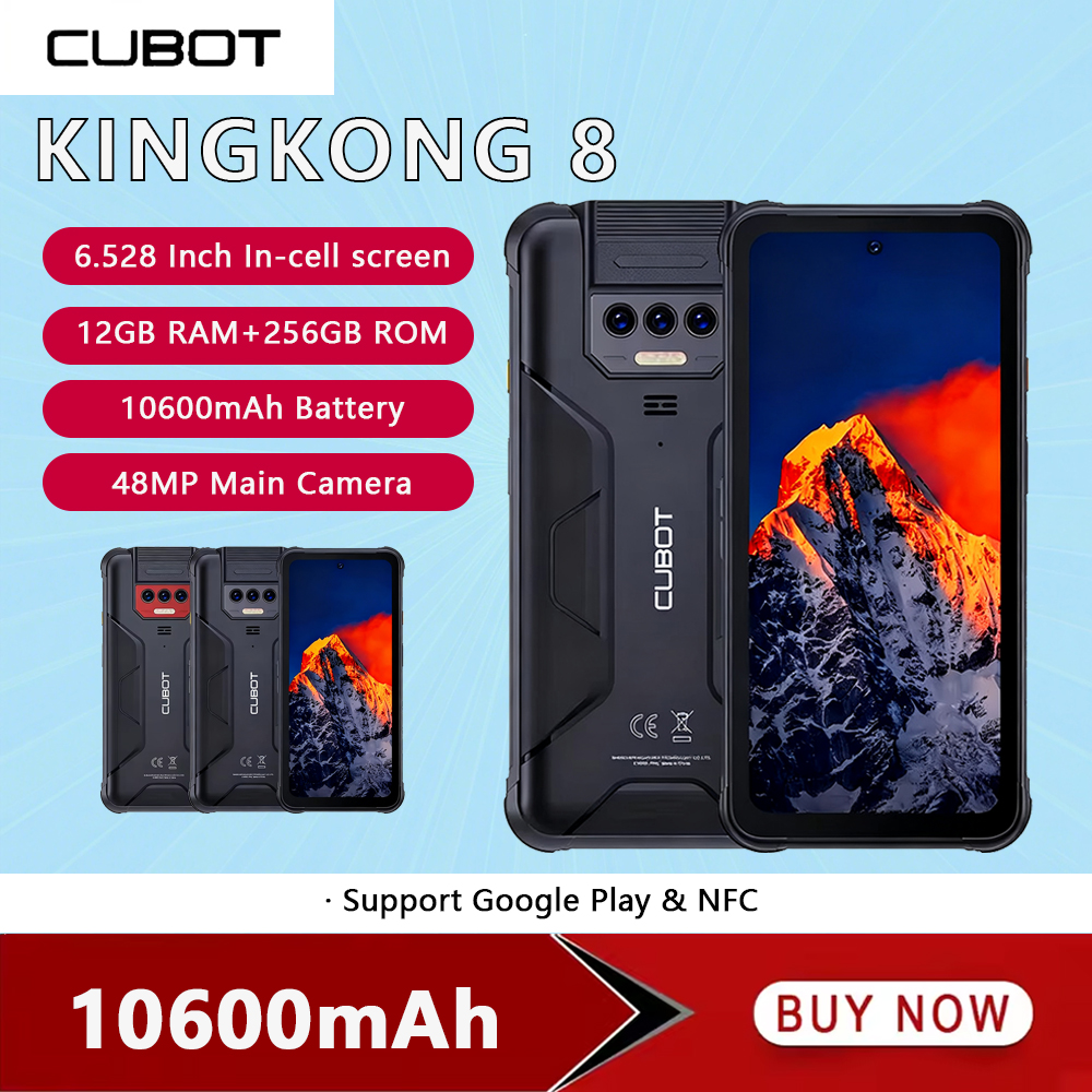 Cubot KingKong 8 Smartphone robuste 6.52 pouces 12GB RAM (6 + 6GB) + 256GB ROM téléphone portable 16MP + 48MP 10600mAh Android 13 téléphone portable NFC