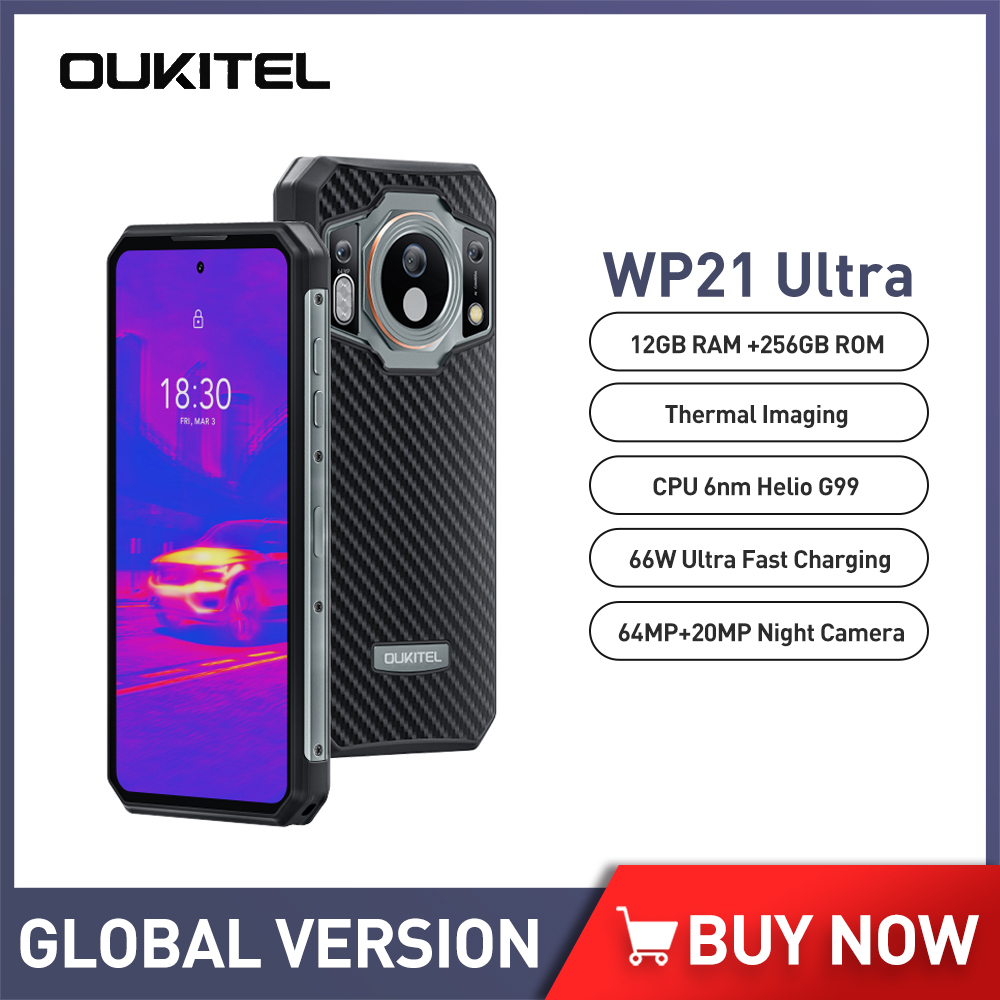 Oukitel WP21 téléphone Ultra robuste 12GB 256GB 6.78 'FHD + 9800mAh 12GB 256GB téléphone portable 64MP G99 120 Hz téléphone portable 66W Smartphone