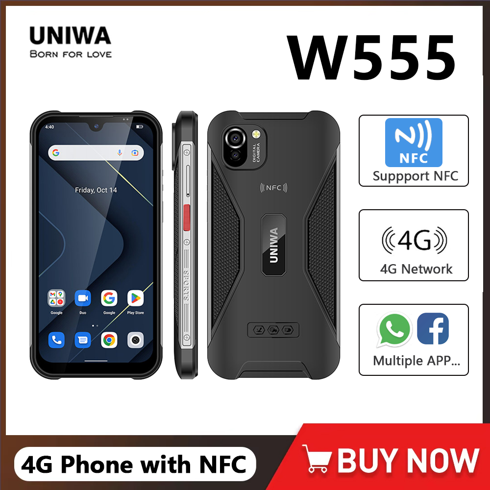 UNIWA W555 4G Version mondiale Smartphones Android 12 5.71 pouces 3GB + 32GB téléphone portable 4000mAh 13MP NFC téléphone portable SOS bouton PTT