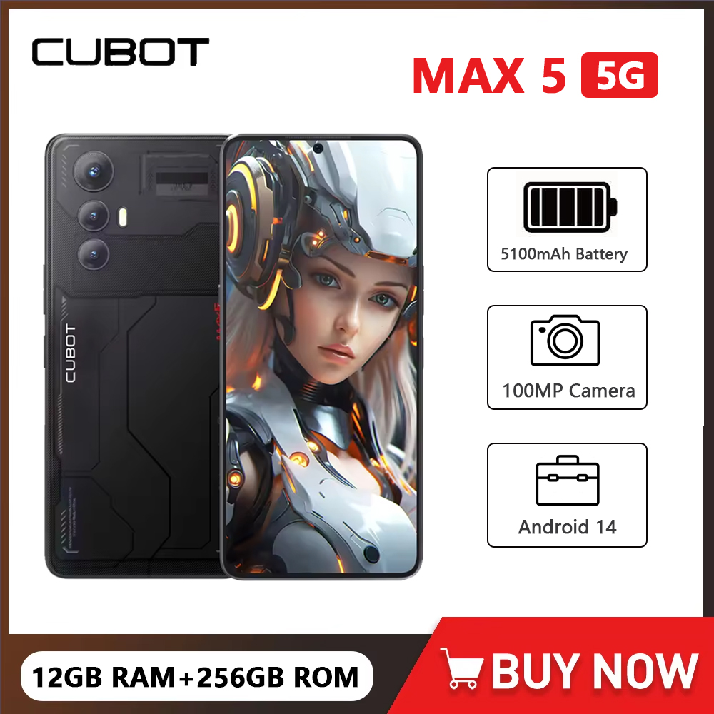 CUBOT MAX 5 Ultra-mince 5G Smartphones 6.95 pouces écran Octa Core 12GB + 256GB Android 14 téléphone portable 5100mAh batterie téléphone de jeu