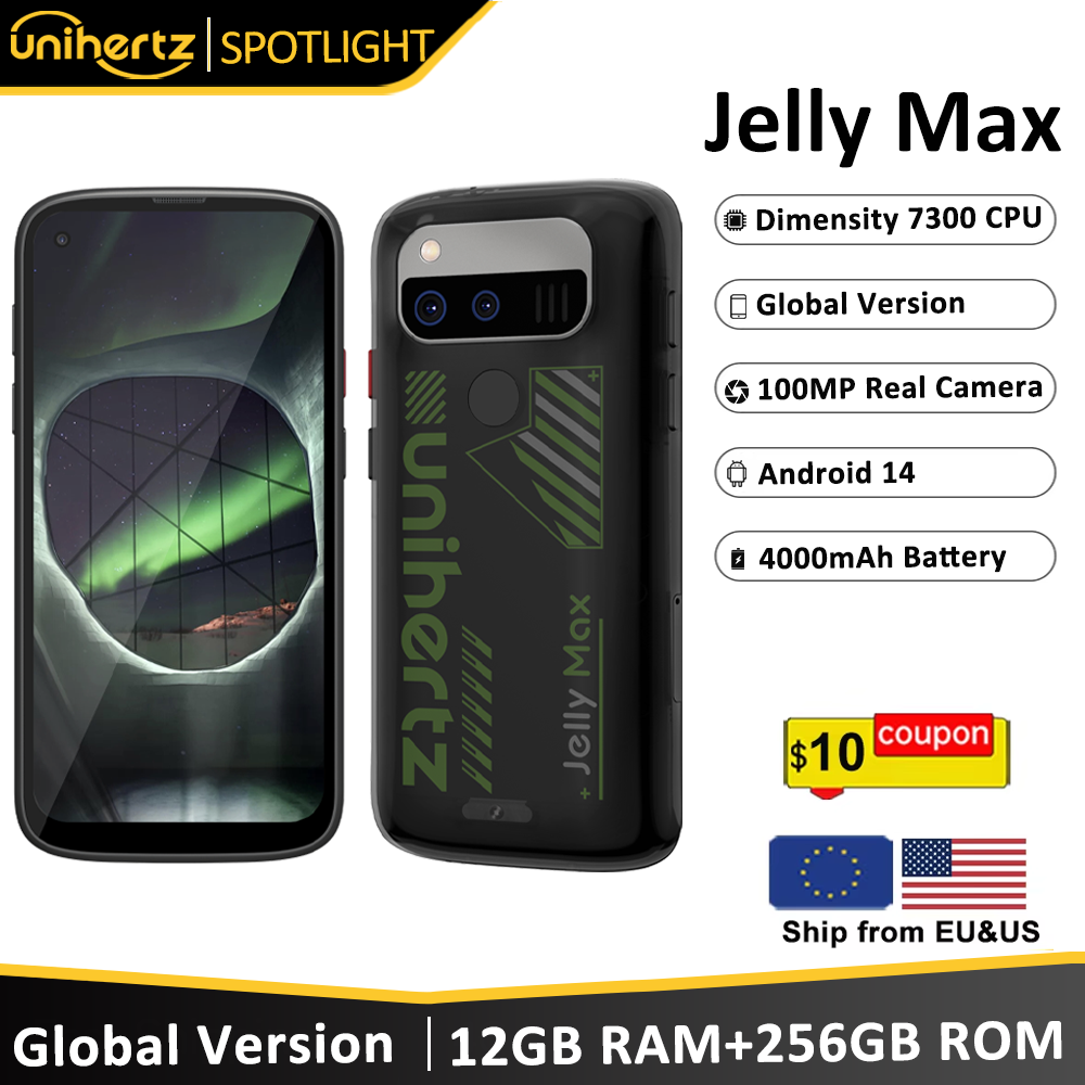Unihertz Jelly Max Mini Smartphone dimension 7300 CPU 5G Android 14 24GB 256GB 32MP 100MP caméra double carte Nano SIM