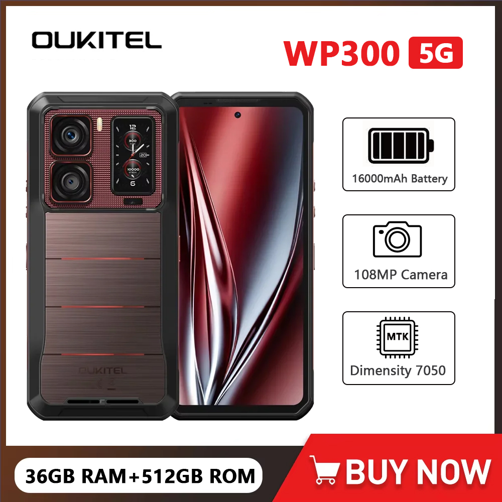 Oukitel WP300 5G Smartphone robuste 6.78 "FHD 36GB + 512GB écouteurs modulaires pétalesable/lumière de camping 108MP Android 15 téléphone portable NFC