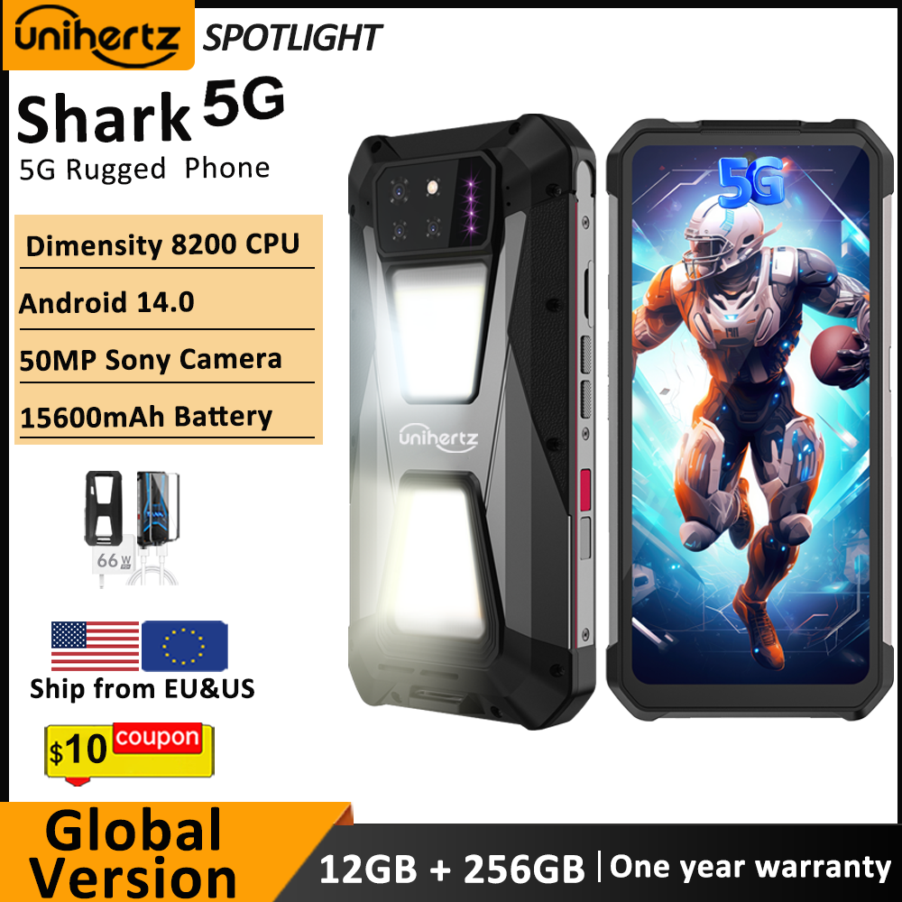 Ajouter au panier Unihertz SHARK-Smartphone robuste Android 5G, dimension 8200, grand écran 6.79 "120Hz, 24 + 256 Go, téléphone de jeu