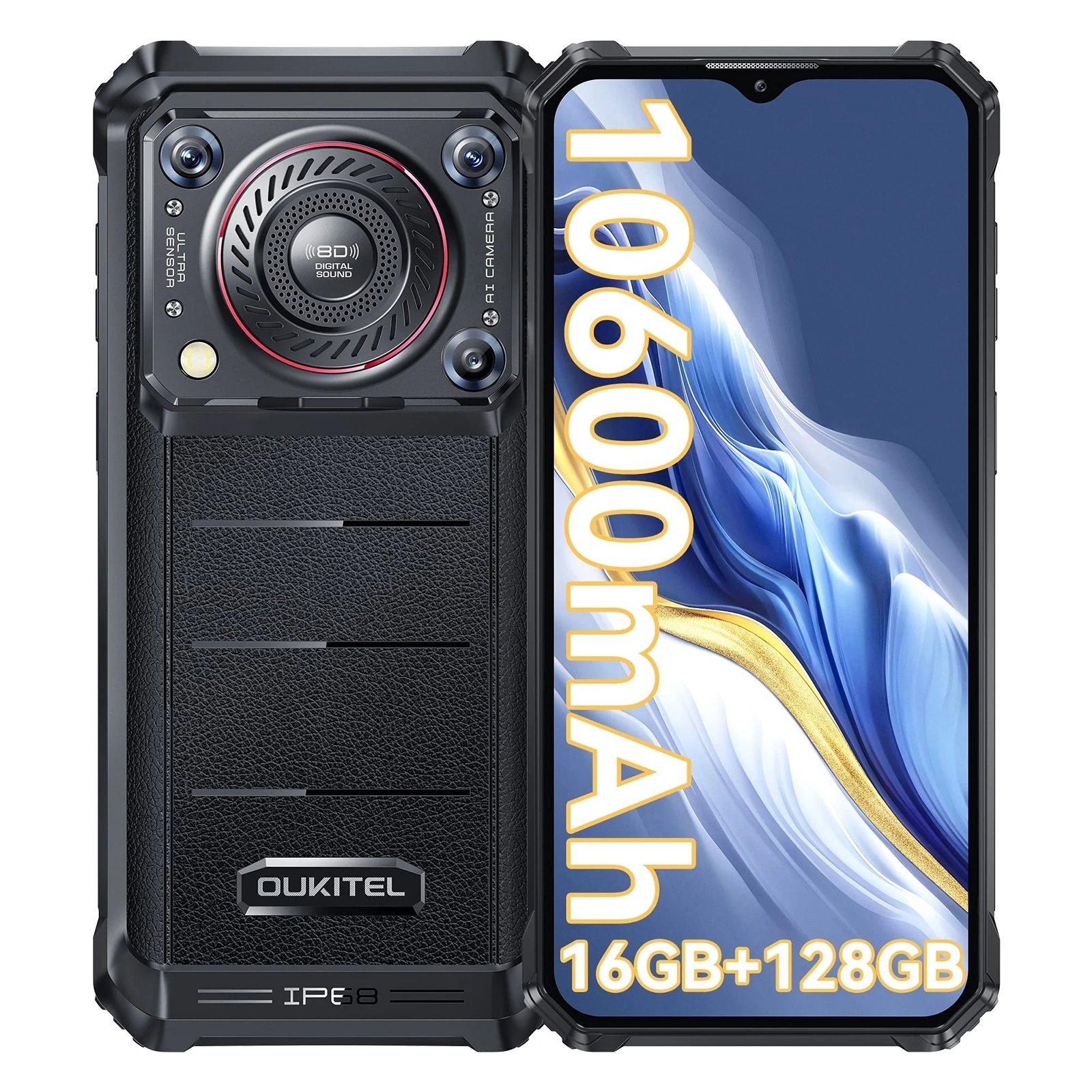 Oukitel WP36 Smartphone robuste 10600mAh 6.52 "HD + écran 8GB 128GB Android 13 MediaTek MT8788 Octa Core 13MP caméra NFC 4G