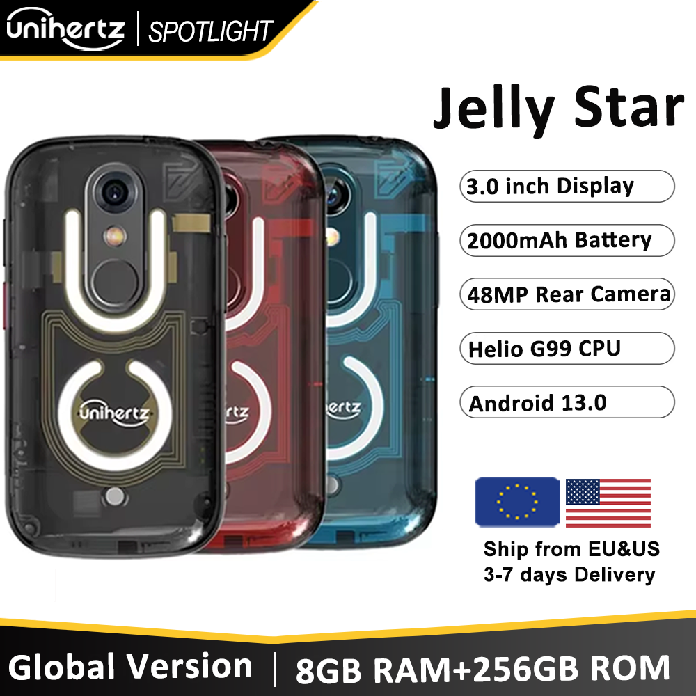 Unihertz Jelly Star Mini Smartphone Android 13 8GB 256GB lumière LED débloqué coque arrière transparente téléphones portables 48MP téléphone Portable