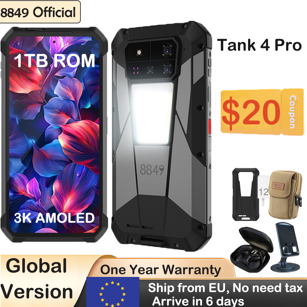 8849 Tank 4 Pro Unihertz 5G projecteur robuste Smartphone 1 to 36G Android 14 téléphone de sport 11600mAh Dimensity8300 AMOLED 120HZ
