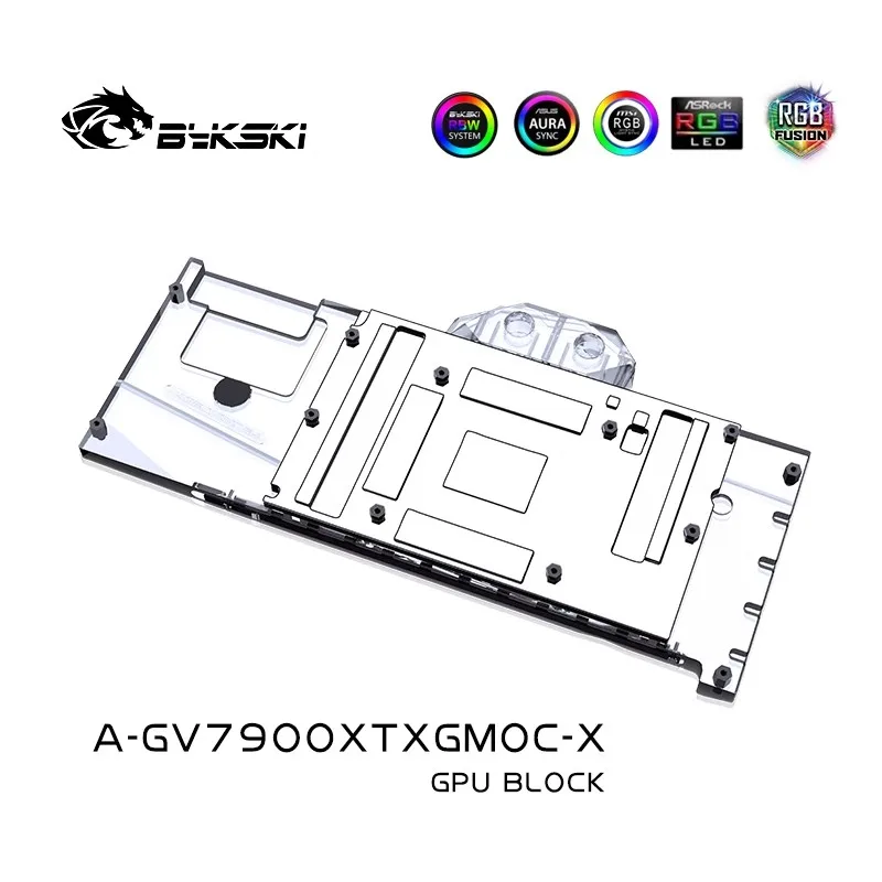 Bykski A-GV7900XTXGMOC-X bloc d'eau utilisé pour Gigabyte AMD Radeon RX 7900 XTX Gaming OC carte GPU/radiateur de refroidissement en cuivre RGB AURA