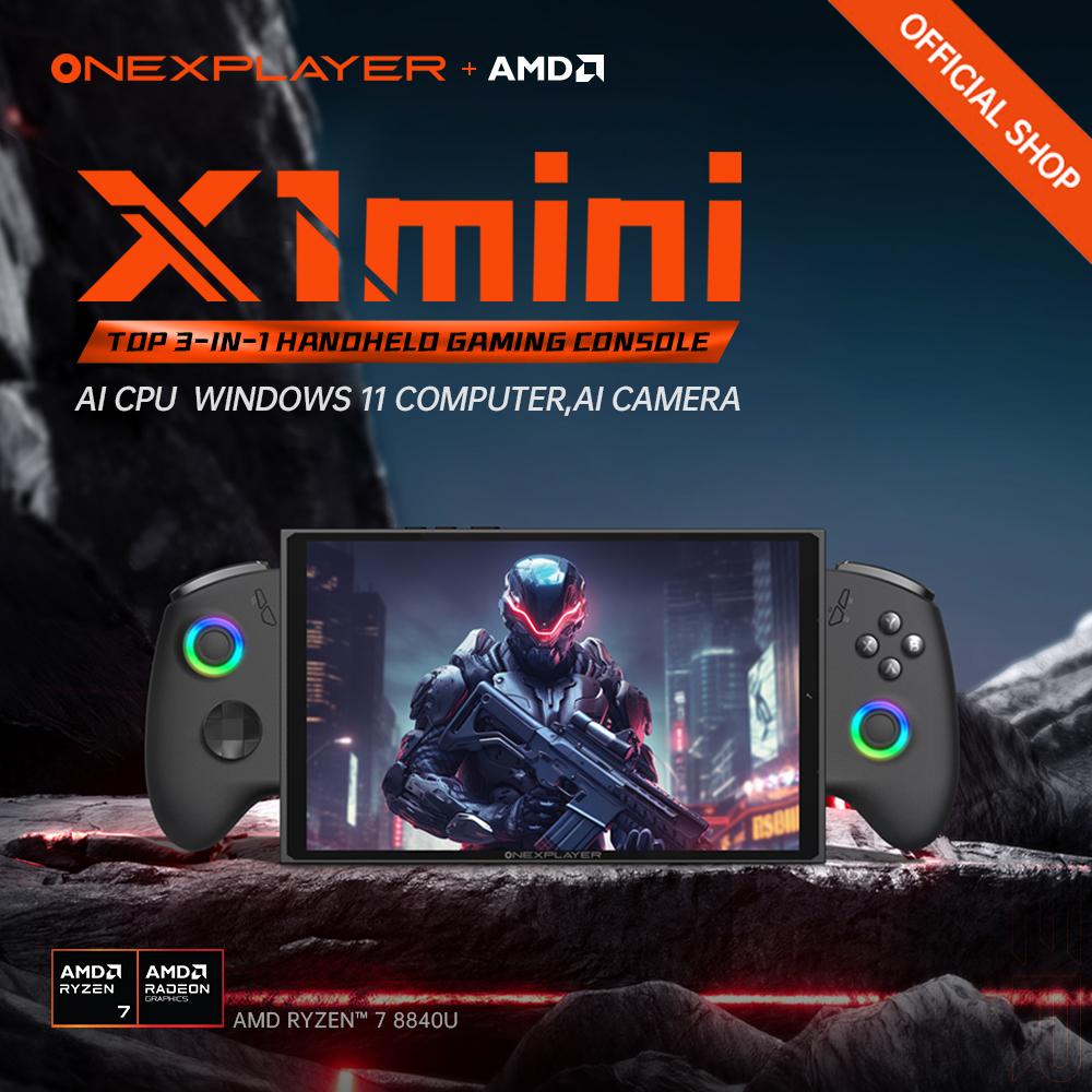 OneXplayer X1 mini AMD AI 9 HX 370 / 8840U 8.8 ''3-en-1 Console de jeu PC portable ordinateur portable tablette AI ordinateur contrôleur détachable