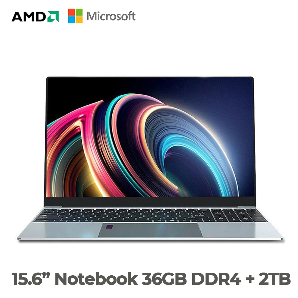 Ordinateur Portable MAX Ram 36 go Rom 2 to SSD métal siamoут zirки Bluetooth AMD Ryzen 7 2700U Windows10 11 Pro Portable de jeu IPS ordinateur Portable