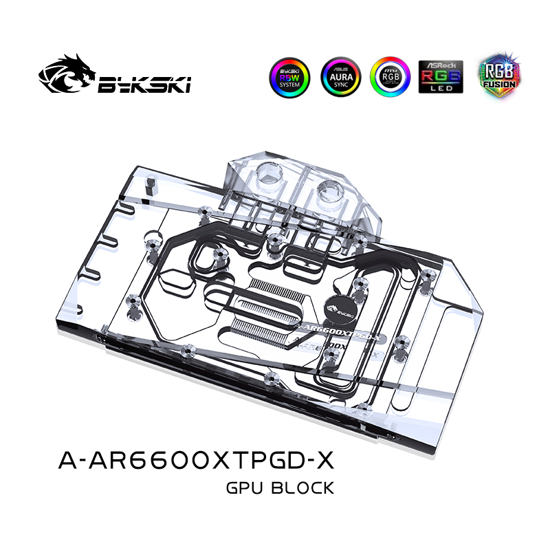 Bykski A-AR6600XTPGD-X GPU bloc d'eau pour ASRock Radeon RX 6600XT fantôme Gaming D GPU radiateur refroidissement par eau liquide refroidisseur
