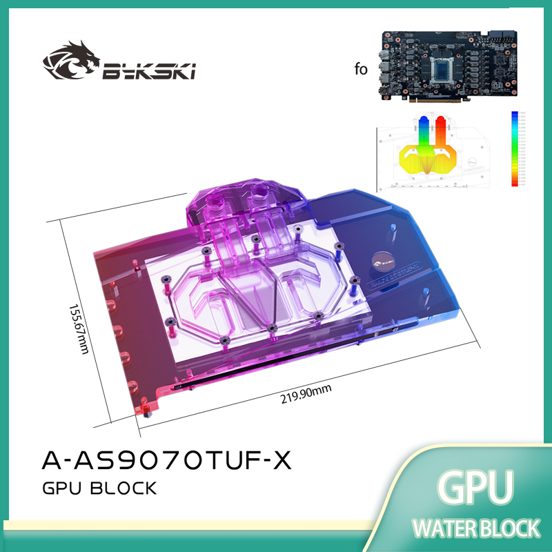 Bykski bloc GPU pour ASUS Radeon RX 9070 XT TUF O16G GAMING/PRIME carte vidéo refroidissement par eau/radiateur en cuivre A-AS9070TUF-X