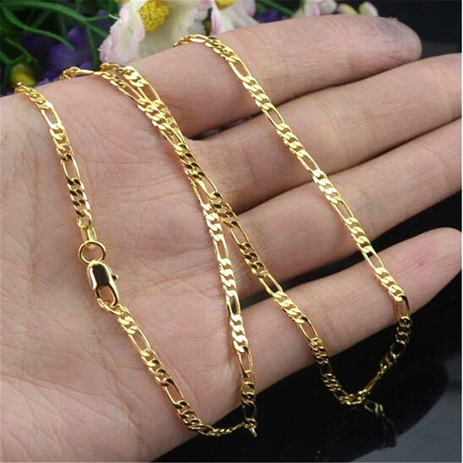 Collier rempli d'or 18 carats pour femmes et hommes, bijoux exquis, taille 16-30 pouces, cha