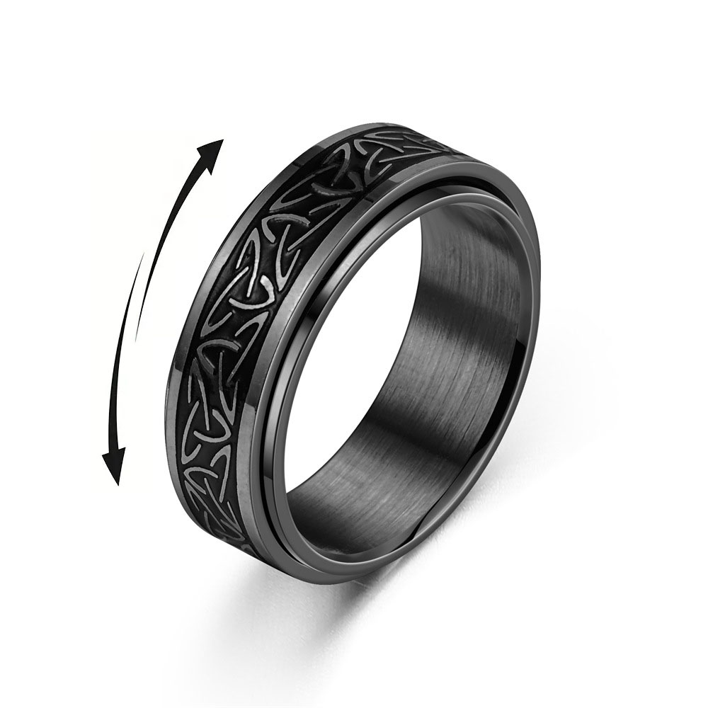 Viking celtique noeud Rune anneaux pour hommes rotatif en acier inoxydable Anti-Stress anxi