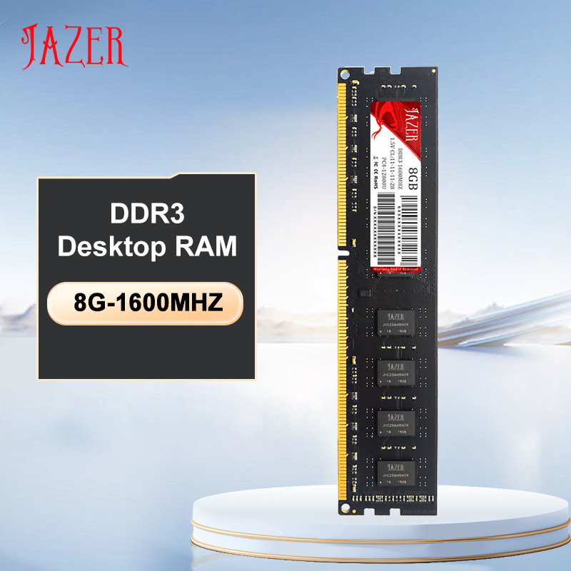 JAZER Mémoire Rams DDR3 8 Go 1600 MHz Nouvelle mémoire de bureau Dimm 1,5 V compatible AMD et Intel