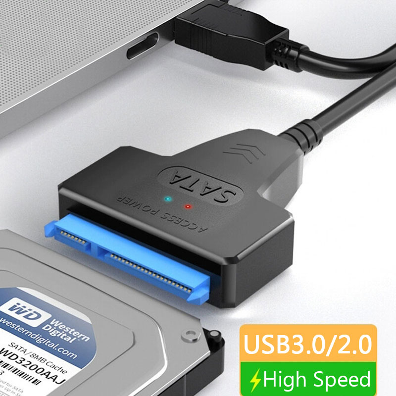 Câble SATA vers USB 3.0/2.0, jusqu'à 6 Gbps pour disque dur externe HDD SSD 2.5 pouces, adaptateur SATA 3 22 broches USB 3.0 vers SMirette III