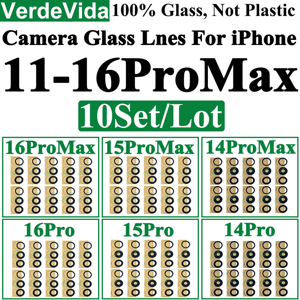 10 jeux d'objectif de caméra arrière A +, pour iPhone 13 16 Pro Max 13Mini 14Plus 15Plus 15Pro 16Pro 11Pro 13Pro 12Pro 11Pro XS 12ProMax