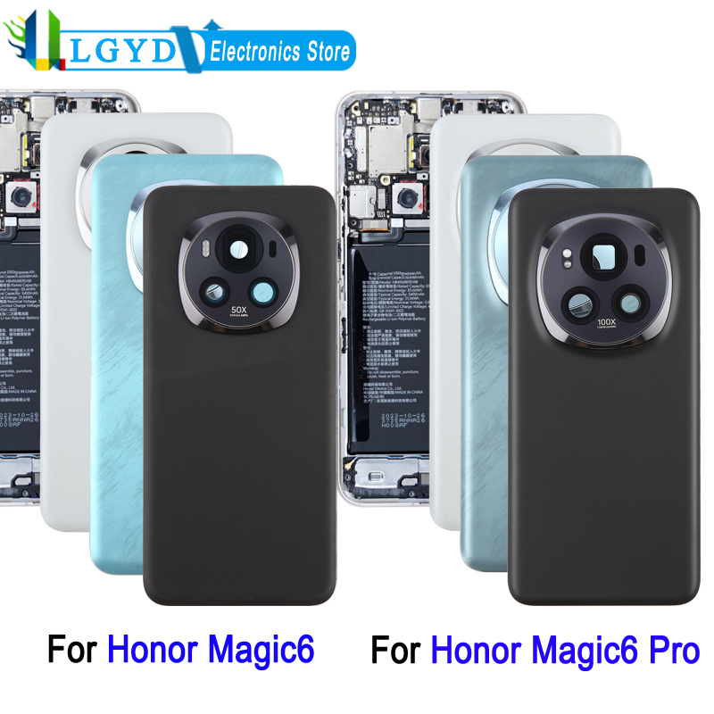 OEM Couvercle arrière de batterie pour Honor Magic6 6.78'' / Honor Magic6 Pro 6.80'', couvercle arrière avec pièce de rechange pour cadre d'objectif d'appareil photo