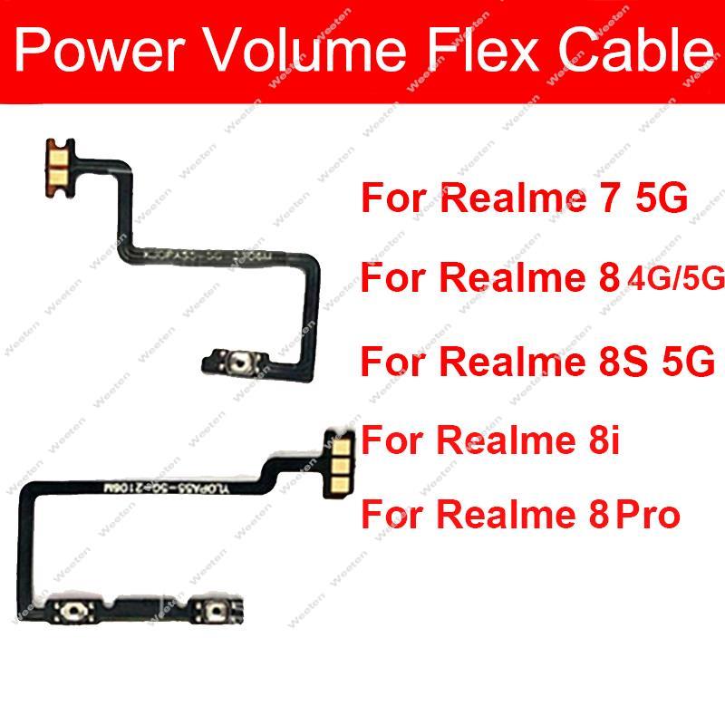 Câble flexible pour bouton de Volume d'alimentation, pour Realme 7 8 8S 4G 5G 8 Pro 8i, clé latérale, Mini bouton ruban marche/arrêt, pièces de rechange
