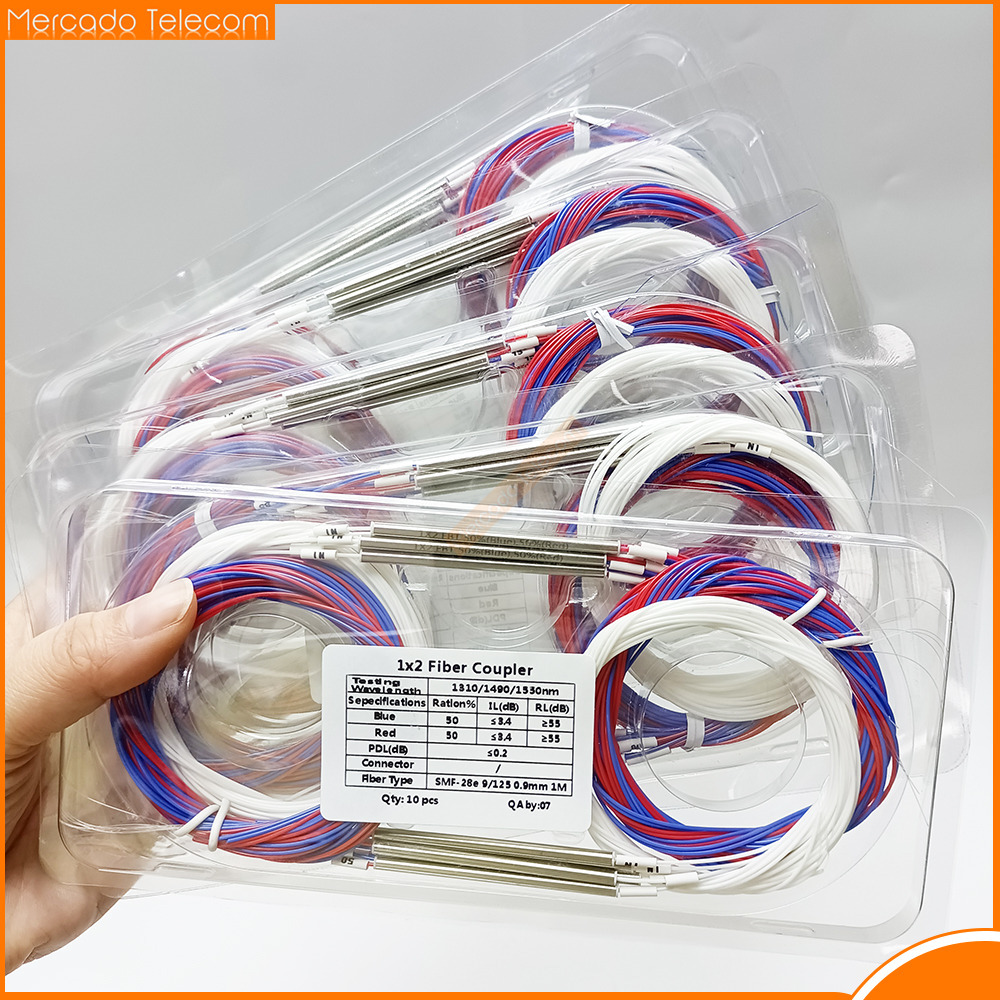 10 pièces/lot 2/98 1/99 30/70 40/60 50/50 différents Types 1x2 0.9mm coupleur déséquilibré séparateur FBT de Fiber optique, sans connecteurs