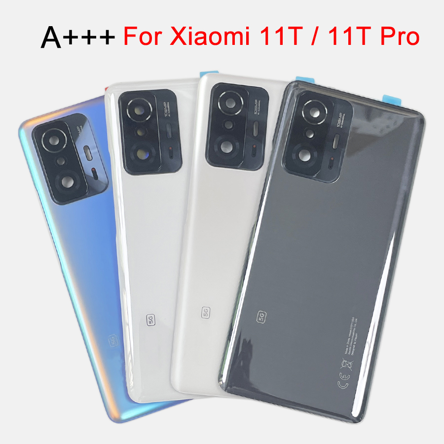 A +++ 11T Pro pour Xiaomi 11T Pro batterie arrière porte en verre pour Mi 11t 5G couverture arrière remplacement couvercle du boîtier arrière avec lentille
