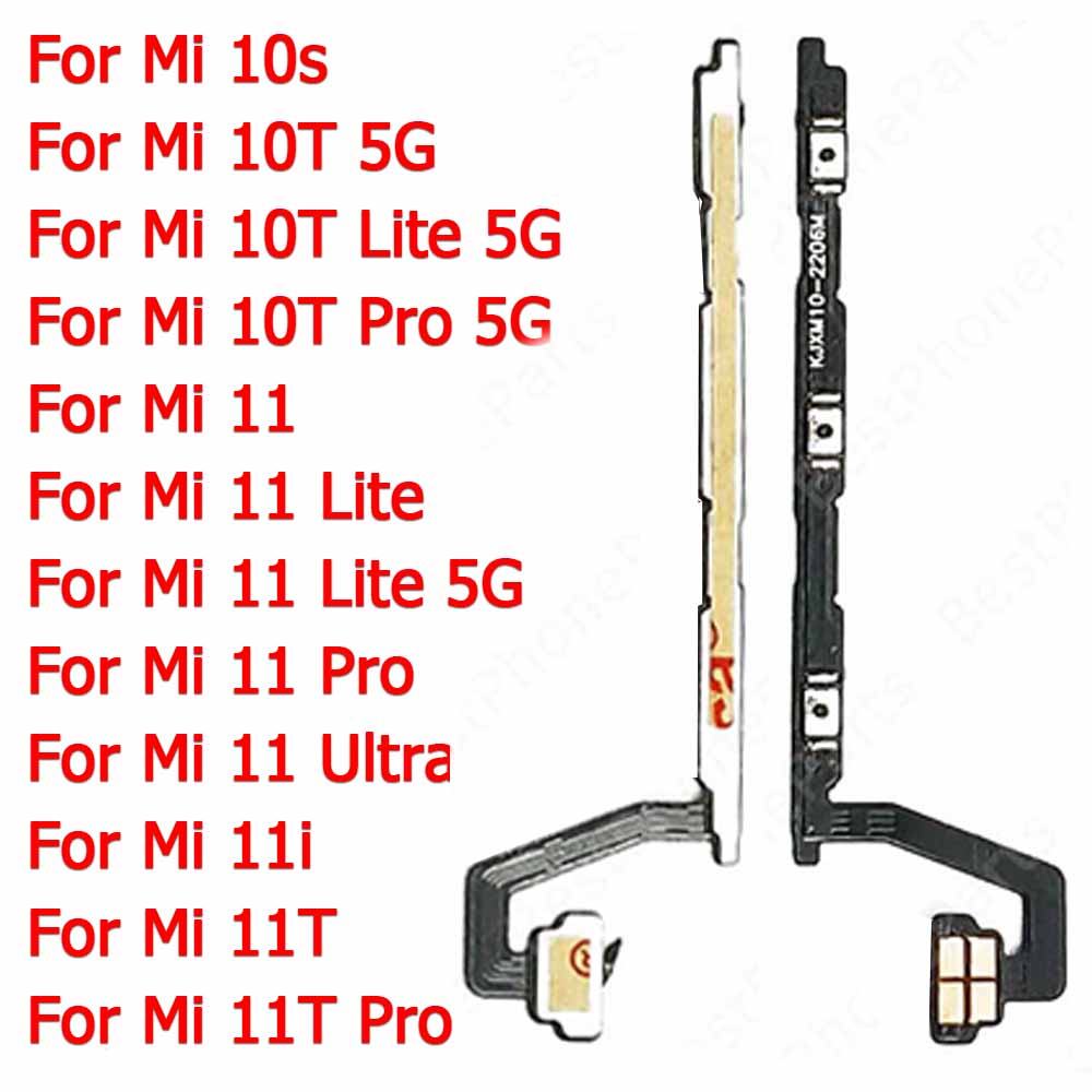 Pour Xiaomi Mi 10T 5G 11 Ultra 11i 11T Pro 10 Lite 10S bouton latéral muet interrupteur à clé Volume mise hors tension câble flexible