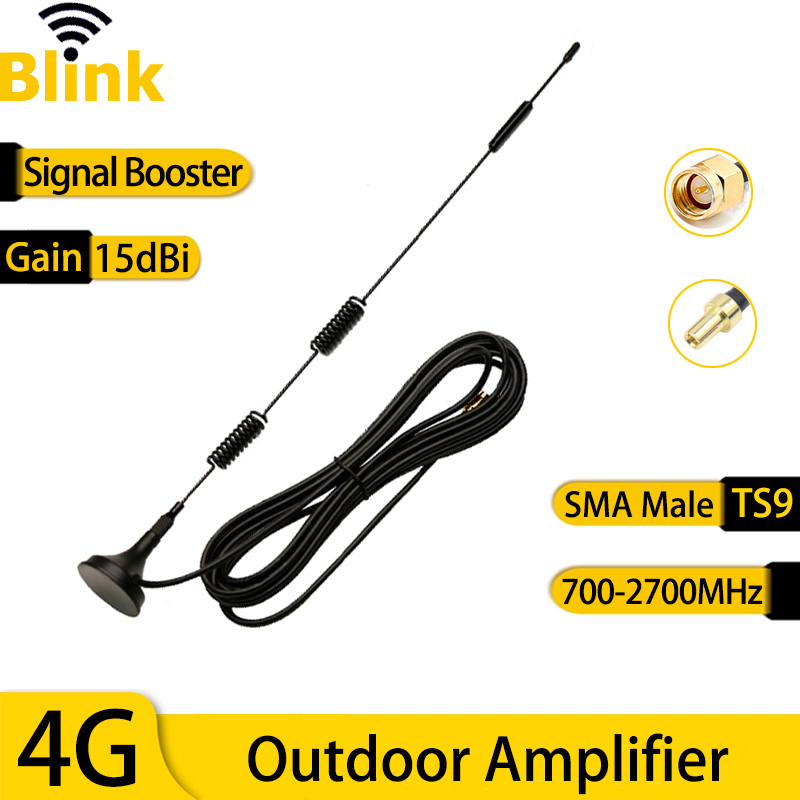 Antenne à ventouse pleine bande 15dbi 4G TS9, Booster de réseau extérieur 3G 2G GSM, amplificateur de Signal Mobile pour véhicule, routeur de téléphone, Modem