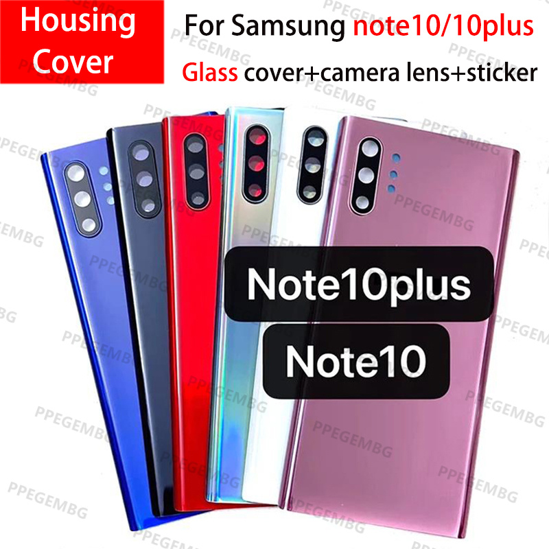 Remplacement de la vitre arrière pour Samsung Galaxy, boîtier de porte arrière, autocollant d'objectif d'appareil photo, couvercle de batterie, Note 10, N970, Note 10 Plus, N975