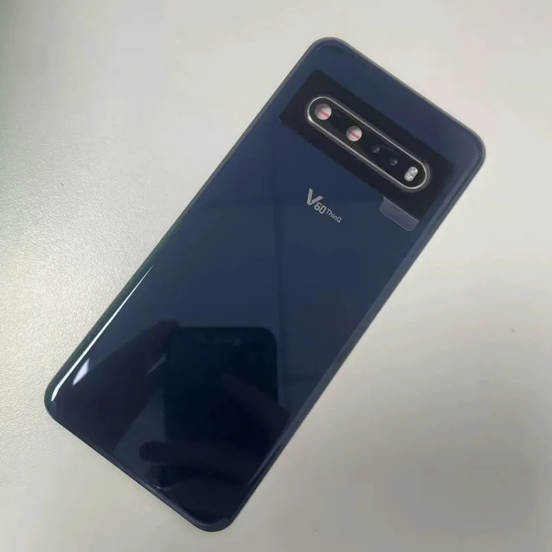 Couvercle en verre arrière pour LG V60 ThinQ 5G, boîtier de batterie de remplacement, couvercle de boîtier arrière, objectif de caméra noir