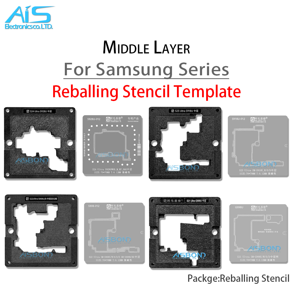 Station de modèle de pochoir de reballage de couche intermédiaire, pour Samsung S20 S21 S22 S23 S24 S25 Ultra S21Ultra S23Ultra, filet de plantation en étain