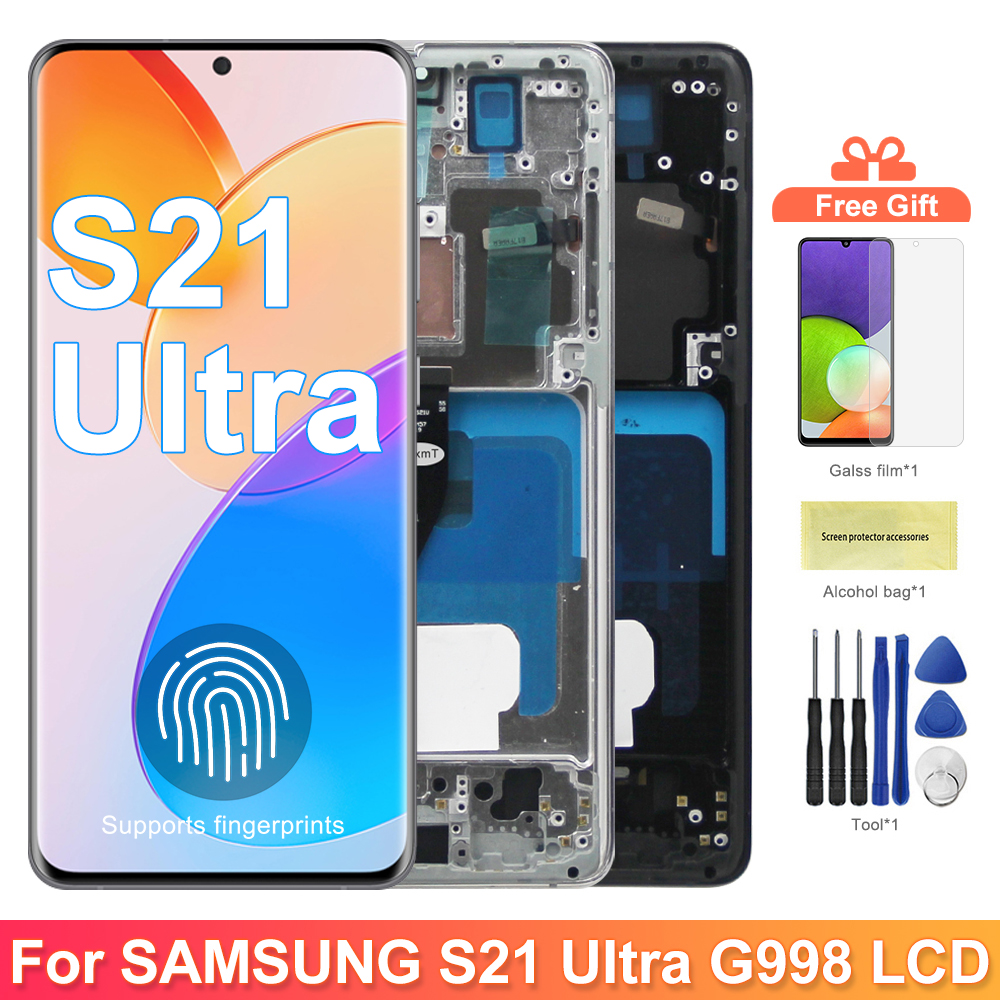 AMOLED S21 Ultra assemblage d'écran pour Samsung Galaxy S21 Ultra 5G G998B G998B/DS écran tactile Lcd avec empreintes digitales