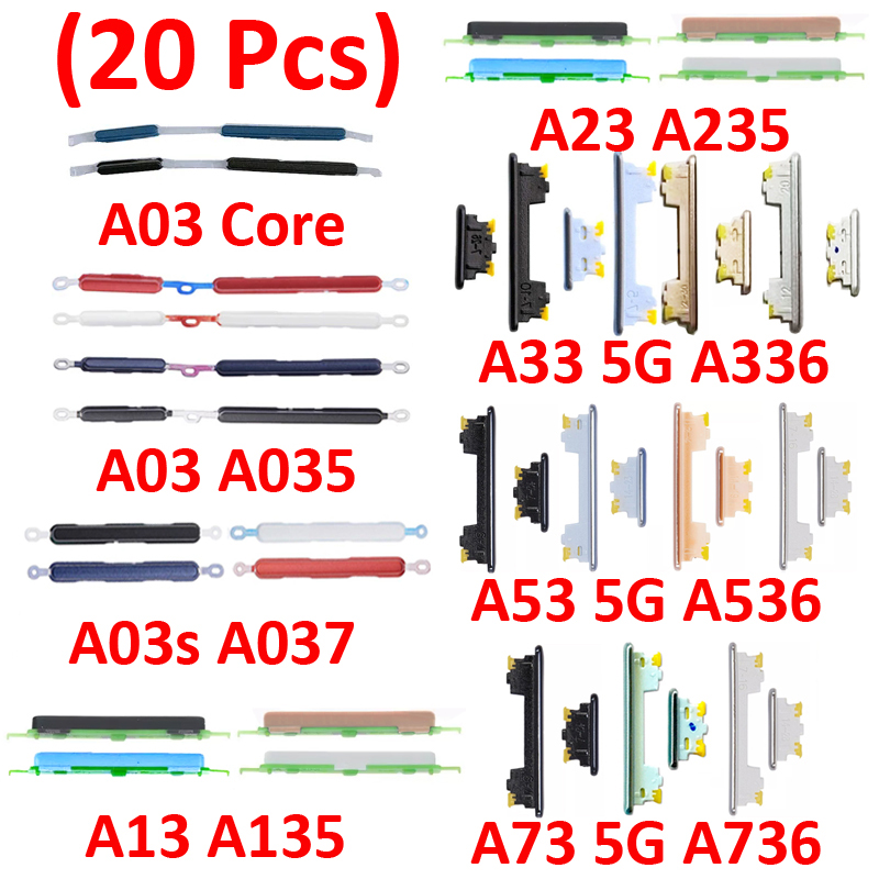 Bouton de Volume d'alimentation de téléphone, 20 pièces, pour Samsung A03 Core A03s A13 A23 A33 A53 A73 5G, nouveau bouton de touche latéral marche/arrêt externe