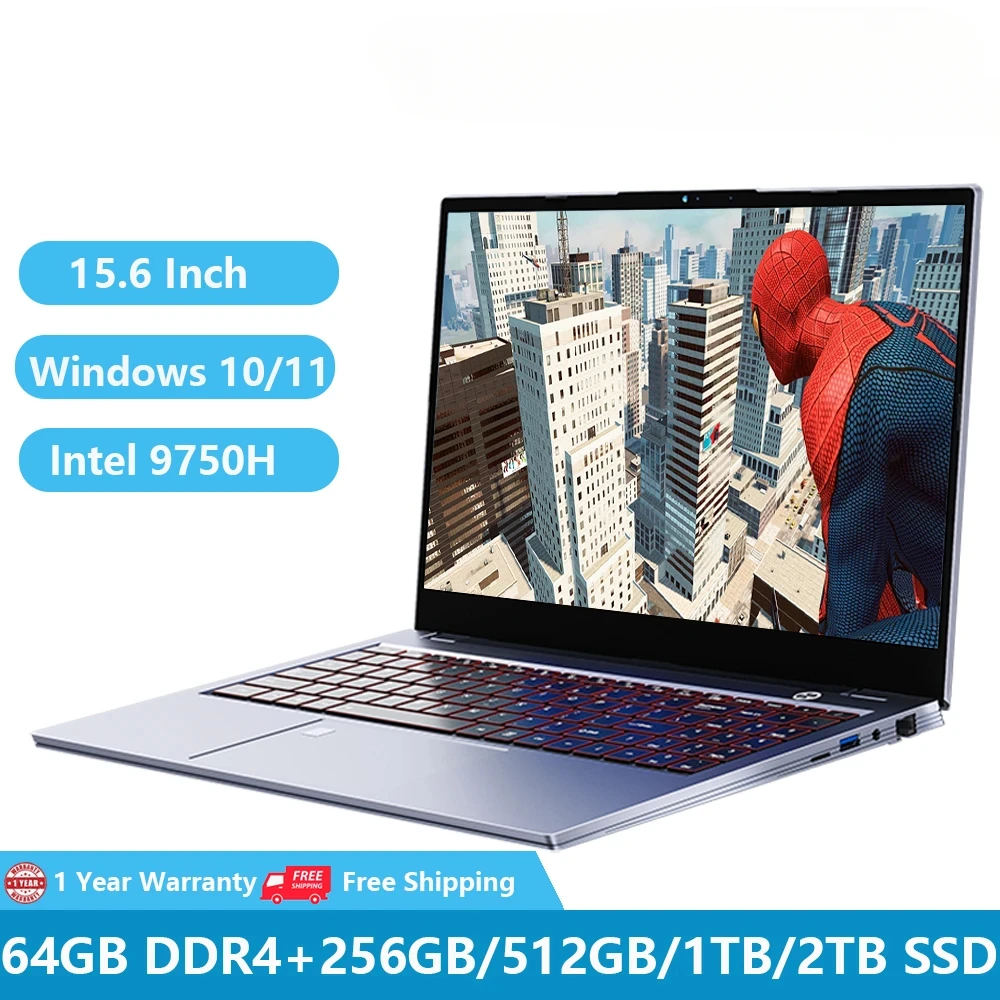 2023 Gaming Lapmedicents Computer Office Business Notebook Win11 15.6 "Intel Core I7-9750H les touristes DDR4 64 Go + 2 To SSD RJ45 Type-C Camera