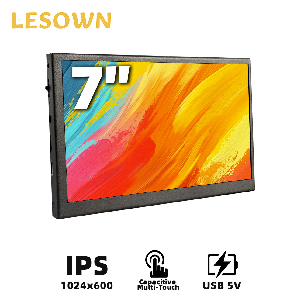 LESOWN moniteur de jeu Ultra-mince 7 pouces PC moniteur externe 1024x600 HD IPS Type C HDMI écran tactile pour ordinateur portable de travail Windows