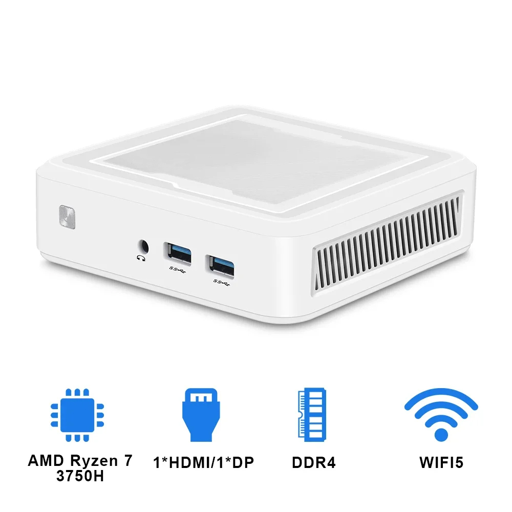 Mini PC AMD Ryzen 7 3750H 2700U R5 3550H Windows 10, ordinateur de joueur léger DDR4 NVMe Barebone PC 4K NUC HTPC WiFi5 BT4.2