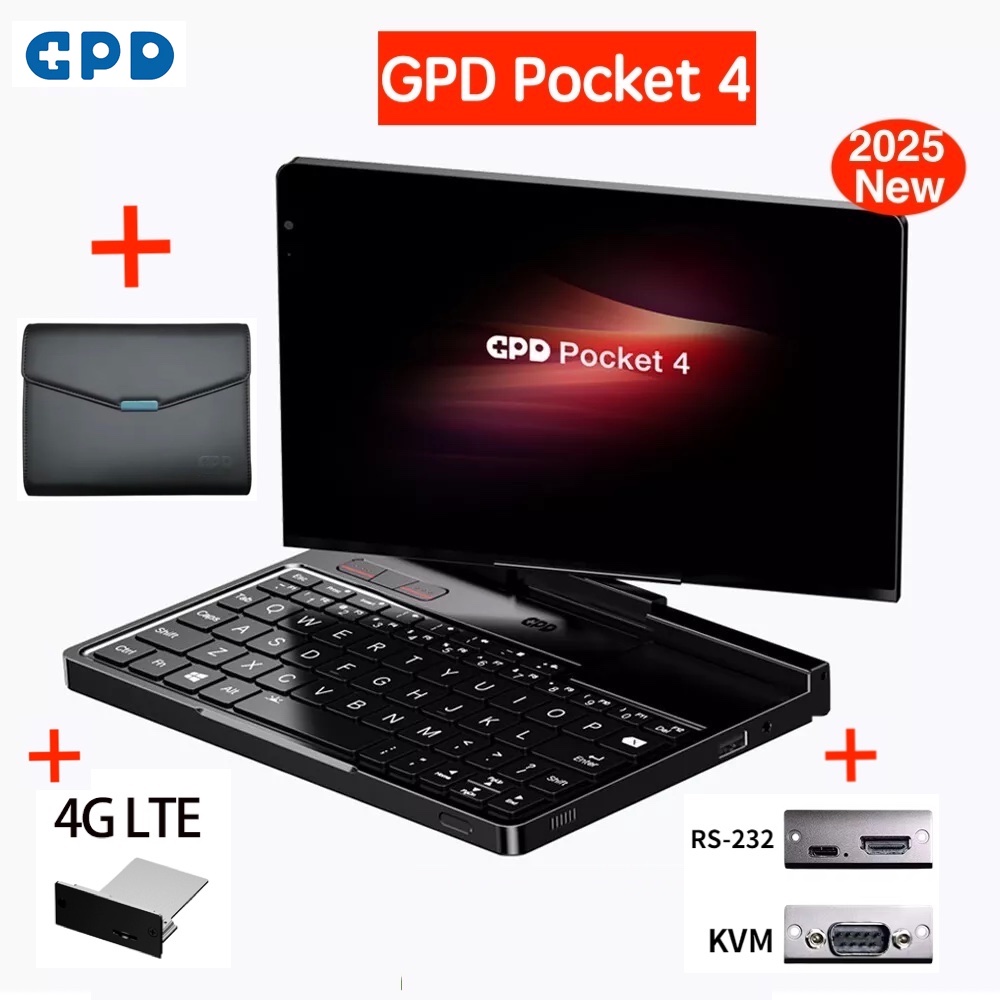 Stock prêt! Original nouveau GPD Pocket4 8.8 pouces AMD AI 9 HX 370 64GB RAM 2 to NVMe Mini ordinateur portable pour entreprise GPD pocket 4