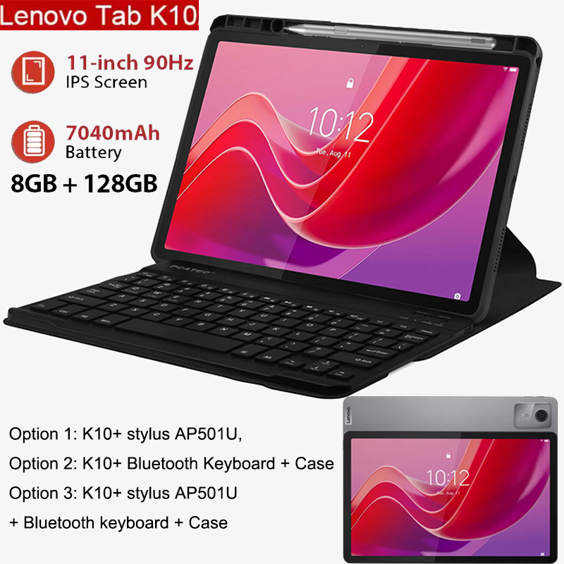 Lenovo Tab K10 M11 8GB 128GB ROM MTK Helio G88 11 ''90Hz affichage LTE Wifi 7040mAh Android 13 étui pour tablette stylet