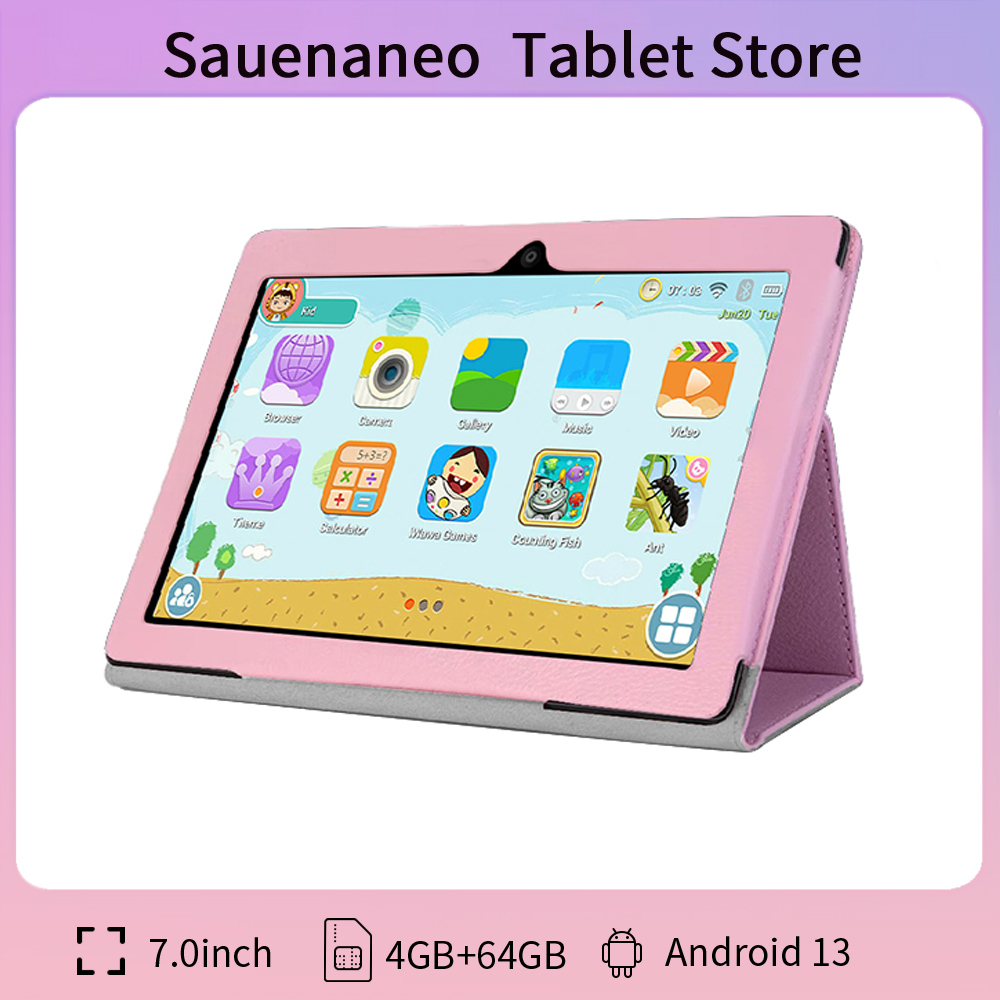 Sauenaneo Android 7.0 pouces tablette enfant Quad Core double caméra 4GB + 64GB prend en charge Google Play Android 13 4000mAh