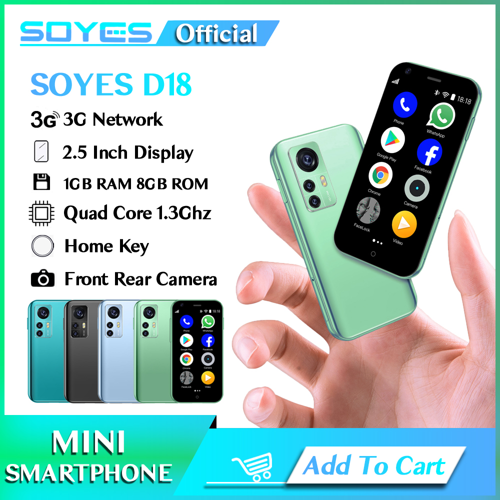 SOYES-Mini Smartphone Android, Petit Téléphone Portable, 1 Go de RAM, 8 Go de ROM, Dean, Caméra Arrière 2MP, Carte EpiTF Touriste, 1000mAh, Réseau 3G, 2.5 Pouces